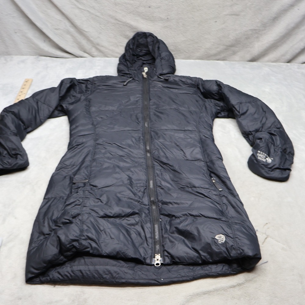 Mountain Hardwear Down Jacket Womens Small Black Hooded Quilted Insulated Parka